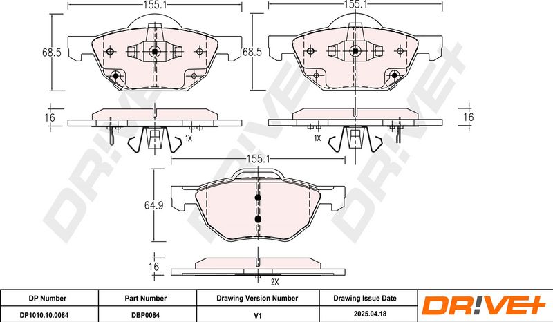 Set placute frana,frana disc DP1010.10.0084 Dr!ve+