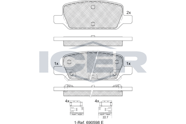 ICER EV2412 Колодки тормозные (задние) Tesla Model 3 17-/Model Y 19-