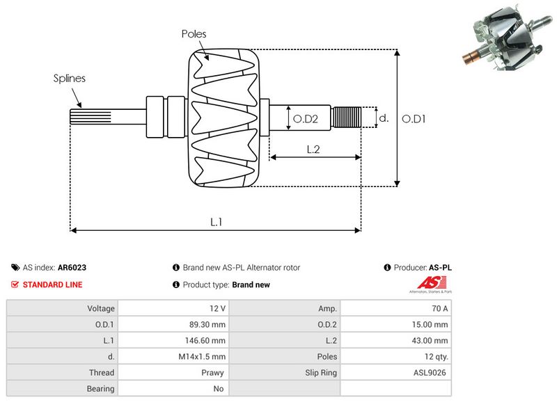 AS-PL AR6023 Rotor, alternator