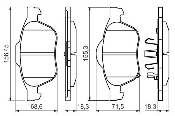 Комплект гальмівних накладок, дискове гальмо, Bosch 0986494485