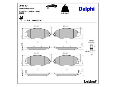DELPHI LP1583 Brake Pad Set, disc brake