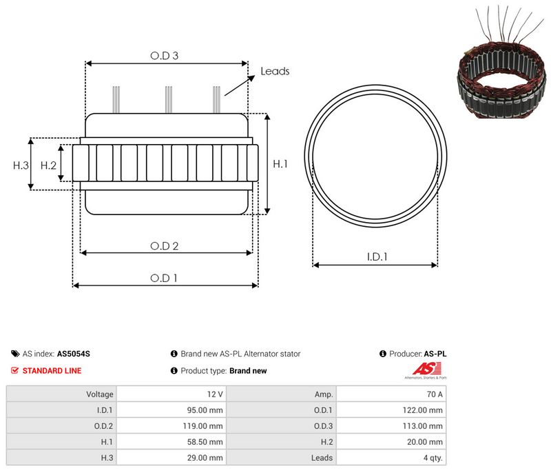 Staator, generaator, AS-PL AS5054S