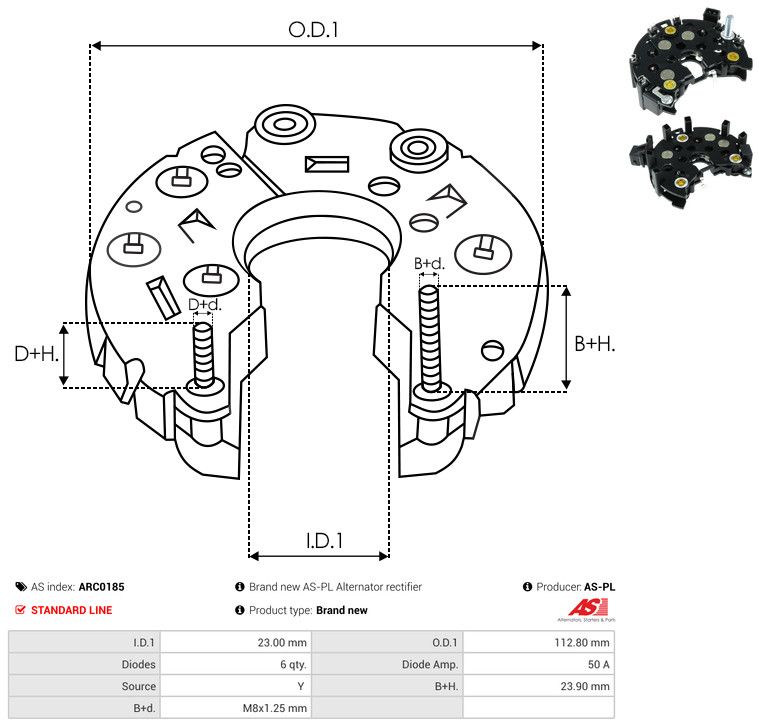 AS-PL ARC0185 Rectifier, alternator