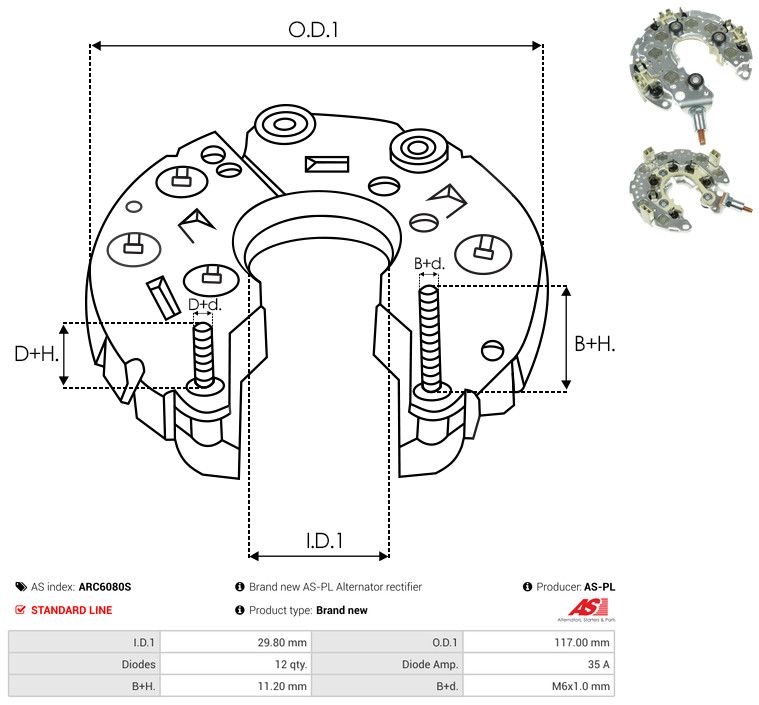 AS-PL ARC6080S Rectifier, alternator