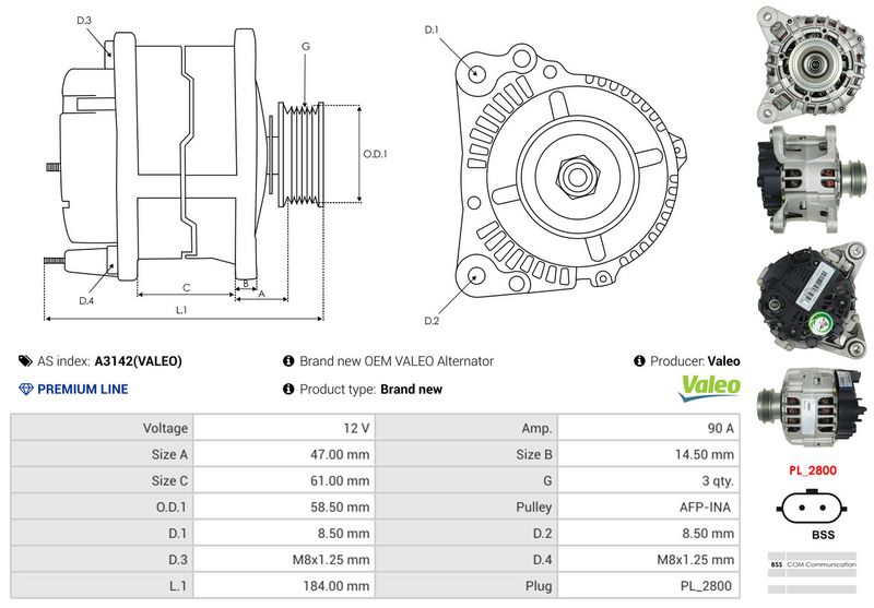 AS-PL A3142(VALEO) Alternator