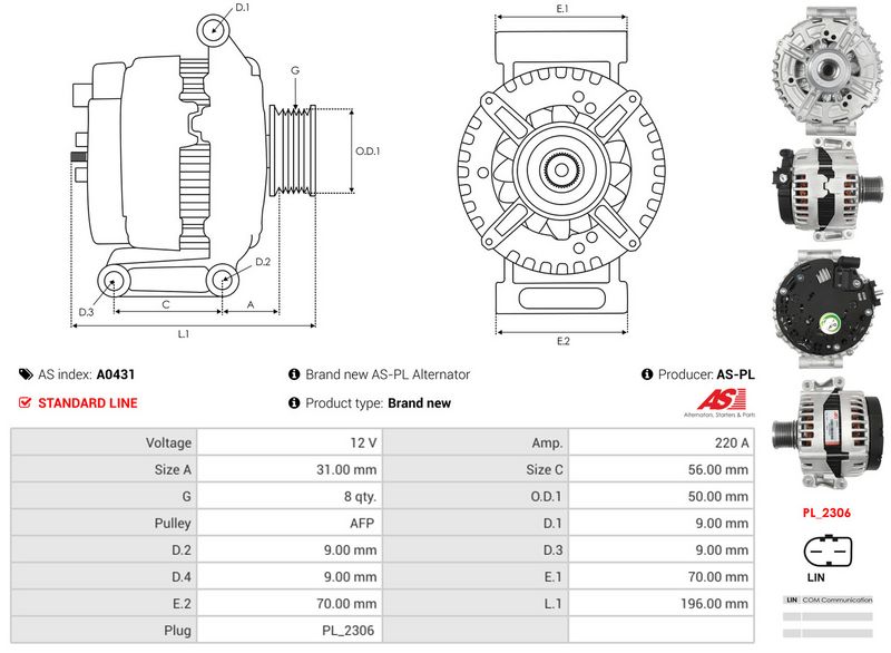 AS-PL A0431 Alternator