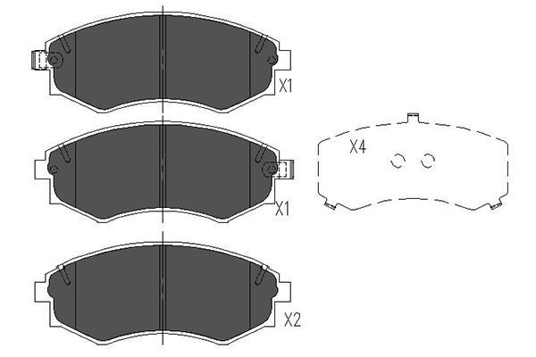 Комплект гальмівних накладок, дискове гальмо, Kavo Parts KBP-7504