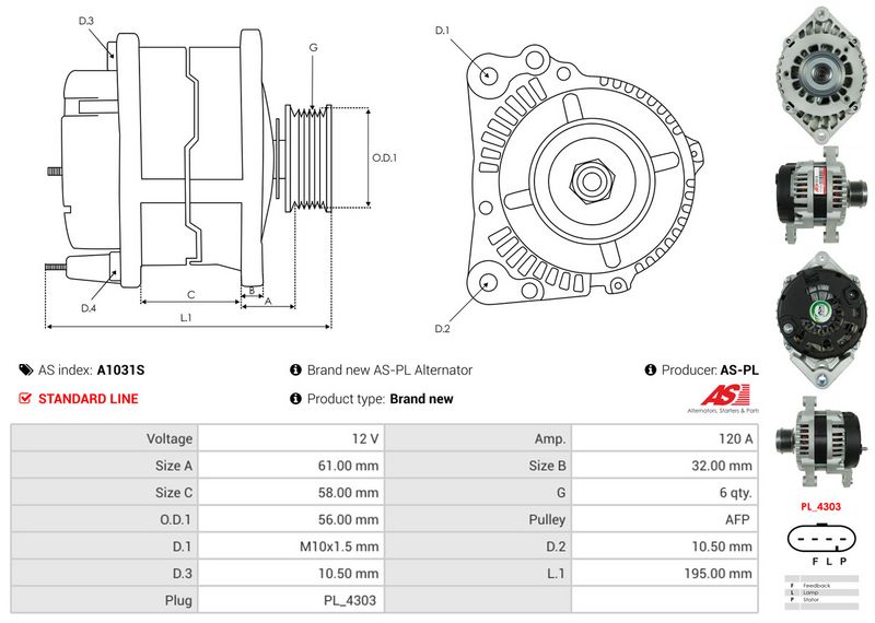 AS-PL A1031S Alternator