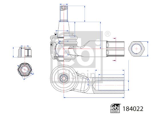 FEBI BILSTEIN 184022 Наконечник рулевой тяги (L) Audi A3 19-/VW Golf VIII 20- (L=94mm)