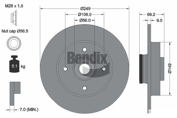 BENDIX Braking féktárcsa BDS1040