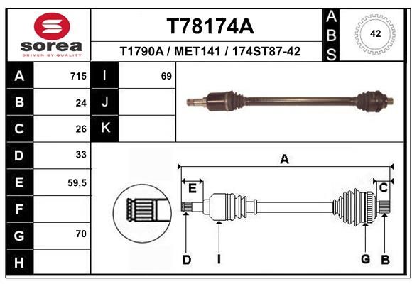 EAI hajtótengely T78174A