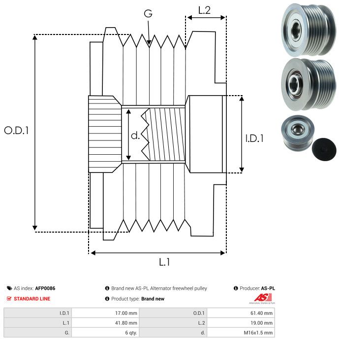AS-PL AFP0086 Alternator Freewheel Clutch