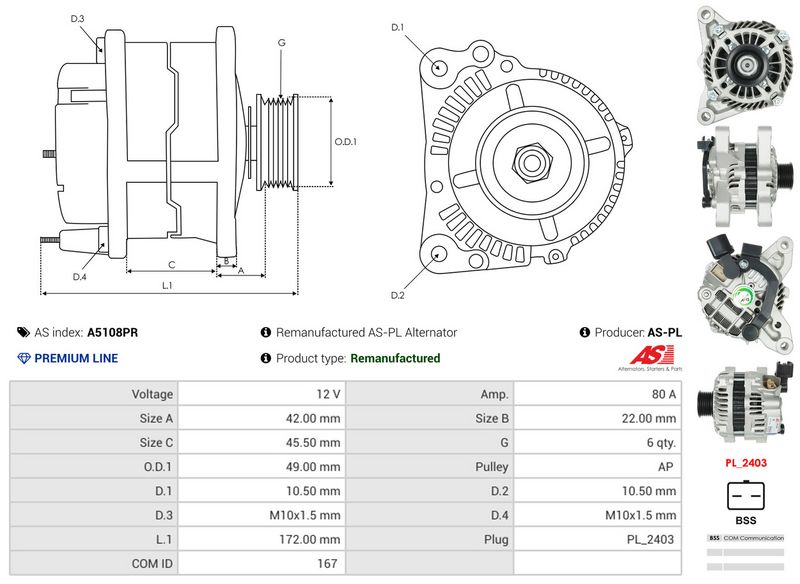 AS-PL A5108PR Alternator