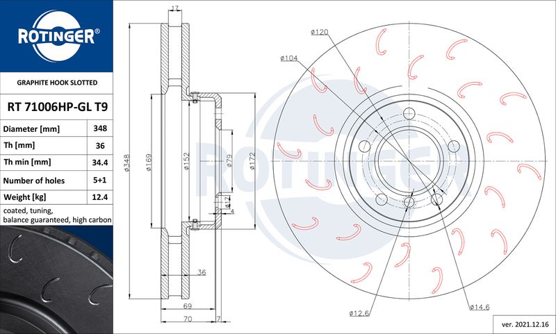 ROTINGER féktárcsa RT 71012HP-GL T9