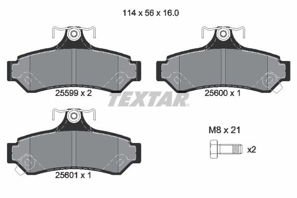 Комплект гальмівних накладок, дискове гальмо, Textar 2559901