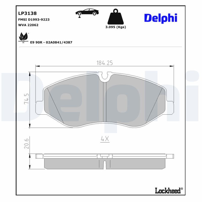 Piduriklotsi komplekt, ketaspidur, DELPHI LP3138