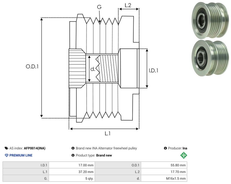 AS-PL AFP0014(INA) Alternator Freewheel Clutch
