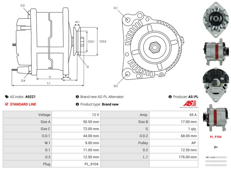 AS-PL A9221 Alternator