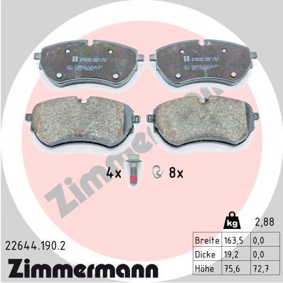 Комплект гальмівних накладок, дискове гальмо, Zimmermann 22644.190.2