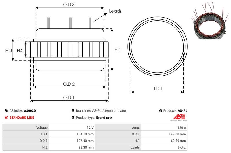 AS-PL AS0030 Stator, alternator