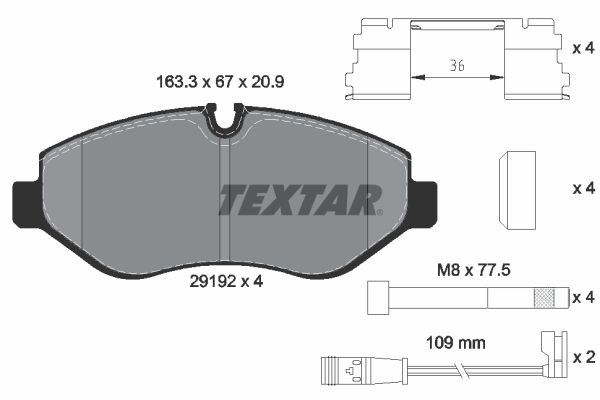 TEXTAR fékbetétkészlet, tárcsafék 2919202