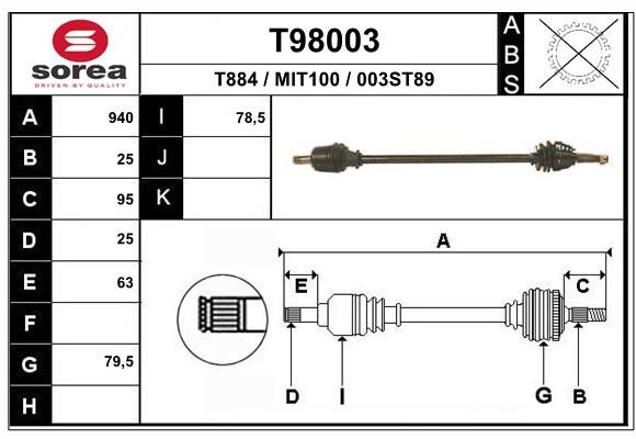 EAI hajtótengely T98003