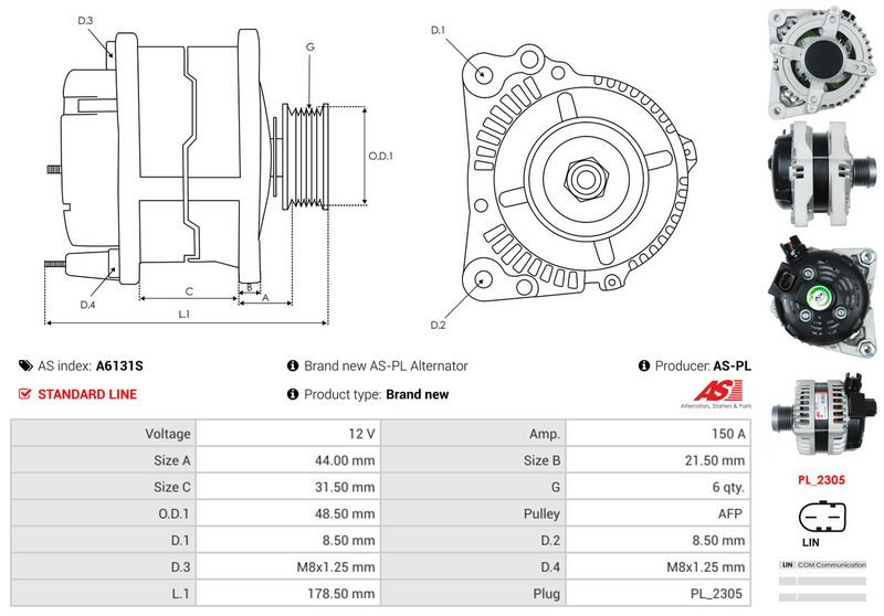 AS-PL A6131S Alternator