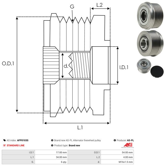 AS-PL AFP0103S Alternator Freewheel Clutch