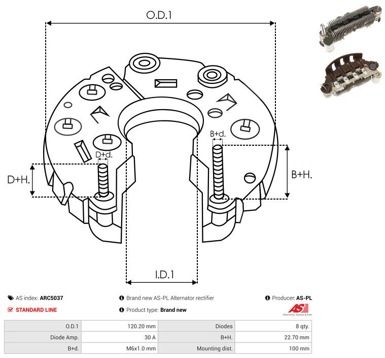 AS-PL ARC5037 Rectifier, alternator
