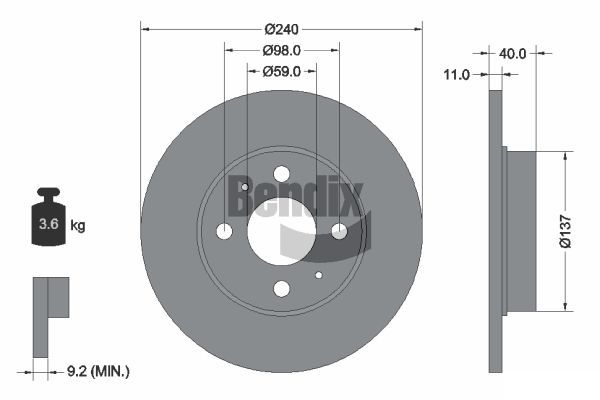 BENDIX Braking féktárcsa BDS1020