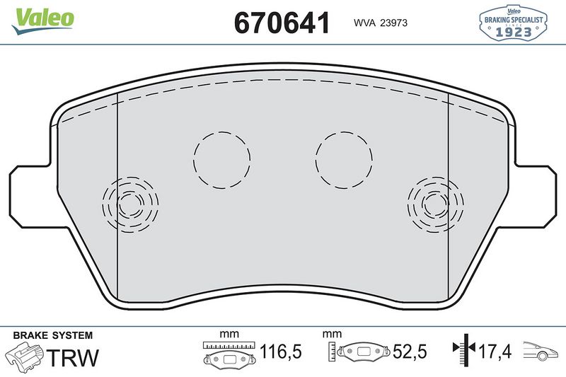 Plaquettes+de+frein+à+disque VALEO 670641