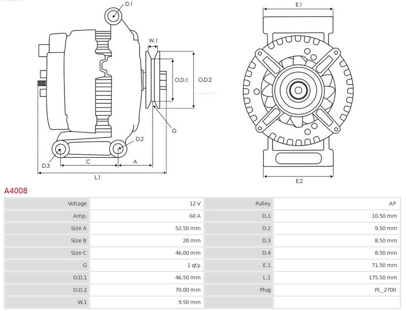 AS-PL A4008 Alternator