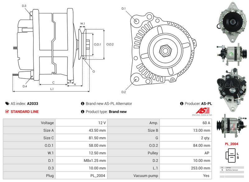 AS-PL A2033 Alternator