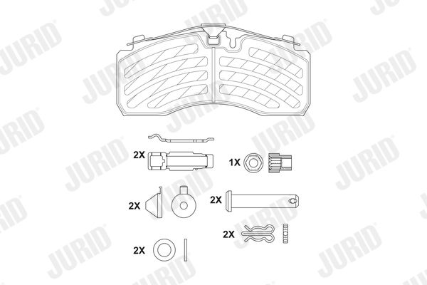 Комплект гальмівних накладок, дискове гальмо, Jurid 2928705390