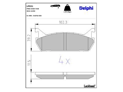 DELPHI LP931 - Brake Pad Set, disc brake