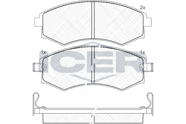 Комплект гальмівних накладок, дискове гальмо, Icer 181267
