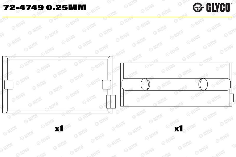 Product Kloķvārpstas gultnis GLYCO 72-4749 0.25MM Image