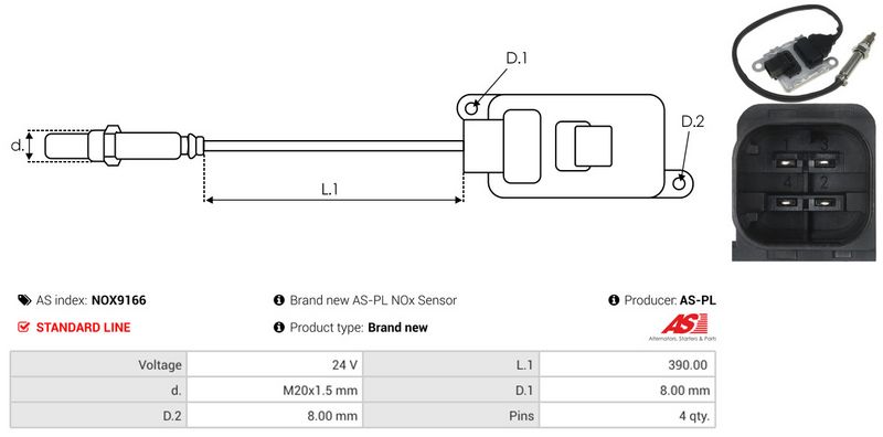AS-PL NOX9166 NOx Sensor, urea injection