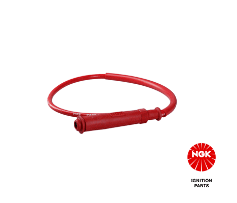 Bougie pijp, hoek: 180°, Lang, bougie draad: 10/12/14mm, aansluiting: SAE moer, materiaal behuizing: Rubber, kleur bougiedop: rood, draad kleur: rood, spoel draad lengte: 50cm