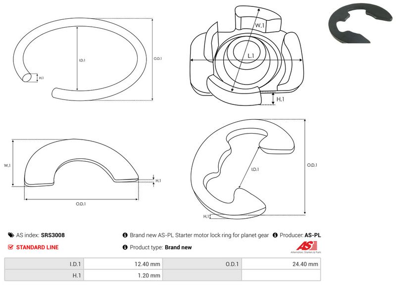Remondikomplekt, Starter, AS-PL SRS3008