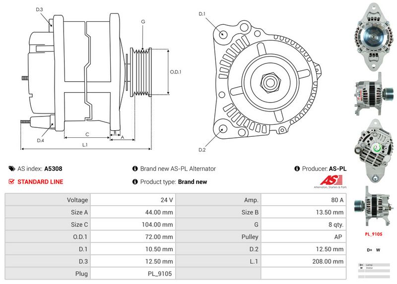 AS-PL A5308 Alternator