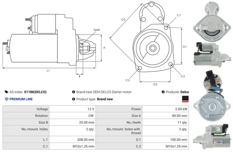 AS-PL S1186(DELCO) Starter