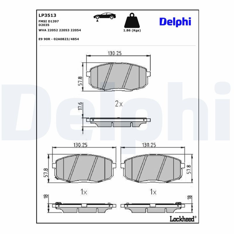 Piduriklotsi komplekt, ketaspidur, DELPHI LP3513