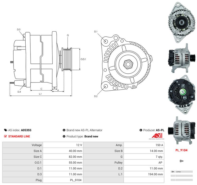 Generaator, AS-PL A0535S