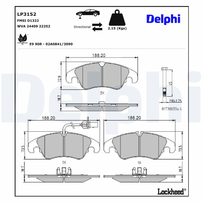 DELPHI LP3152 Brake Pad Set, disc brake