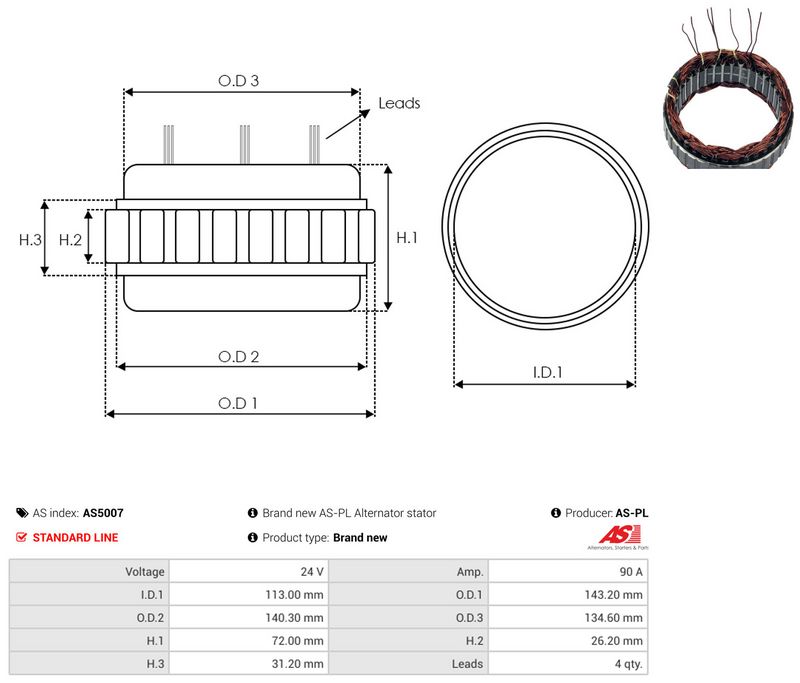 Staator, generaator, AS-PL AS5007