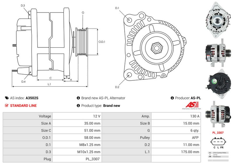 AS-PL A3502S Alternator