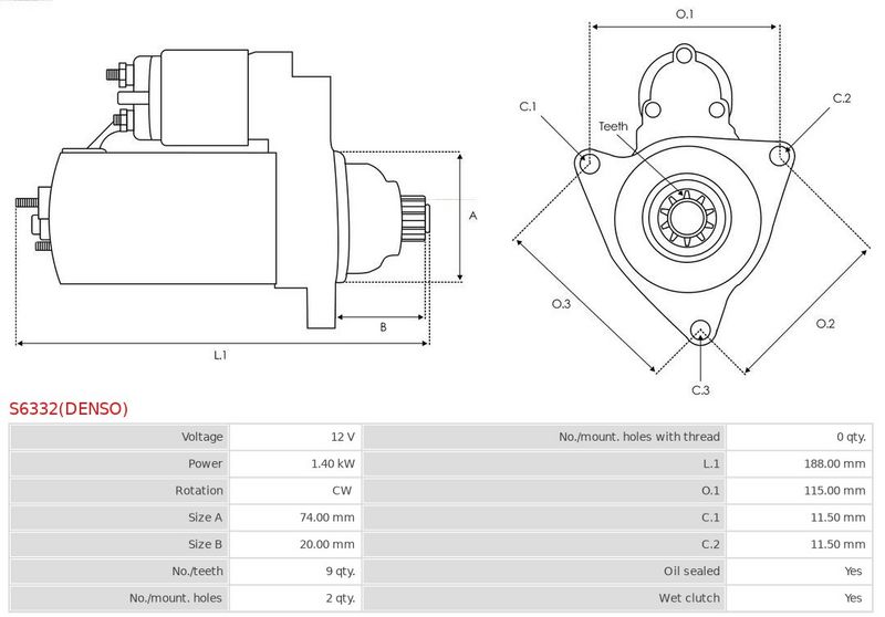AS-PL S6332(DENSO) Starter