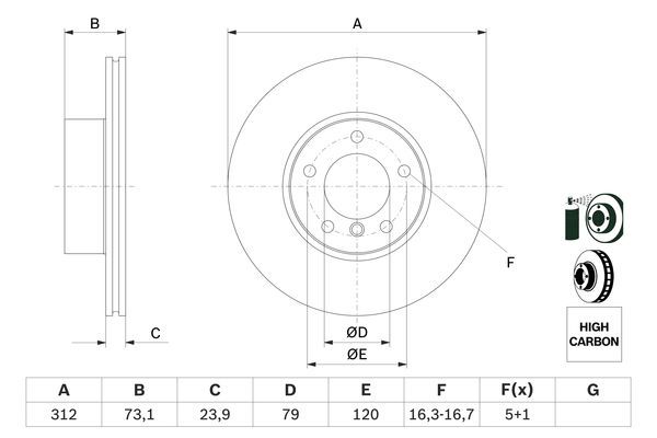 BOSCH BMW гальмівний диск передній 3 E90 07-