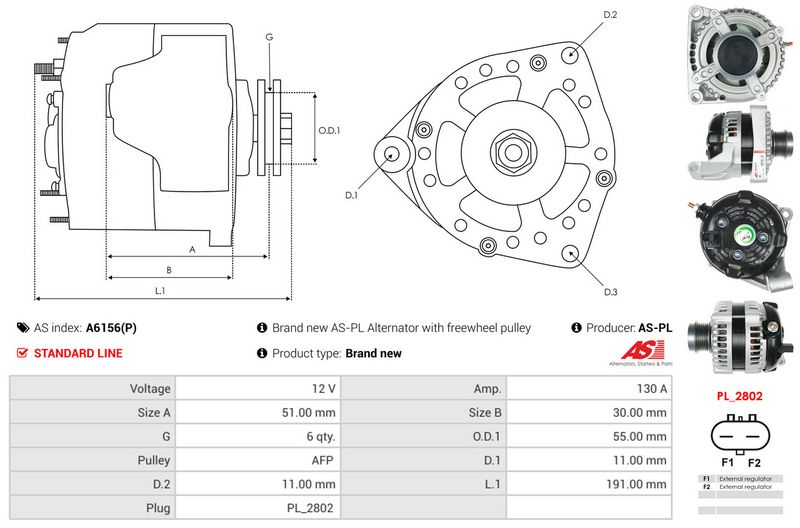 AS-PL A6156(P) Alternator